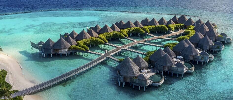 An aerial view of an island in the middle of the ocean.